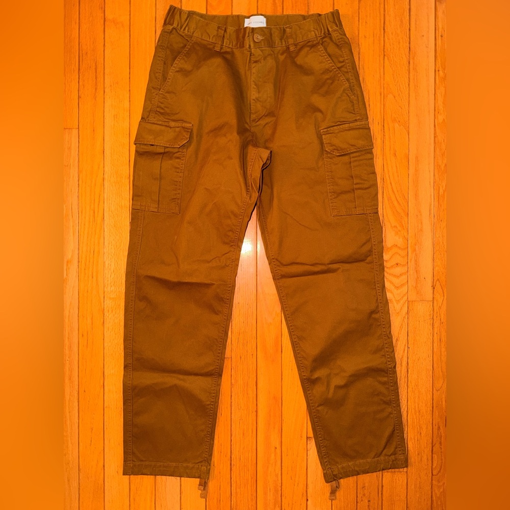 Men's Free Assembly Brown Gold tone Cargo Pants NWOT Medium elastic waist ankles